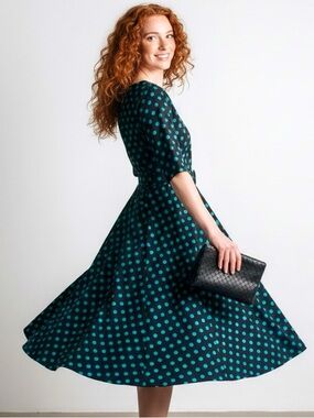 Vintage 50s Polka Dot Swing Dress